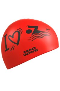 Шапочка для плавания двусторонняя Mad Wave LOVE SWIMMIMG