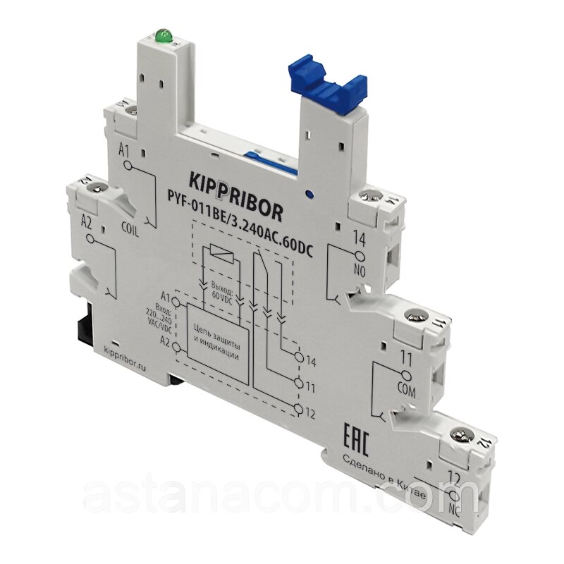 Монтажные колодки KIPPRIBOR PYF-011BE (для 1-контактных промежуточных реле серии SR) PYF-011BE/3.240AC. 60DC от компании ТОО "Астана Ком" - фото 1