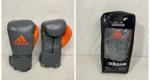 Боксерские перчатки Adidas ( натуральная кожа ) цвет серый/оранжевый 10 oz
