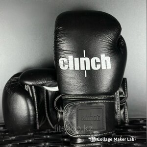 Боксерские перчатки Clinch черные (кожа)