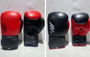 Боксерские перчатки Pro 12 ( натуральная кожа ) цвет черно/красный