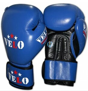 Боксерские перчатки VELO ( натуральная кожа ) со знаком AIBA цвет красный , синий 12,14,16 oz
