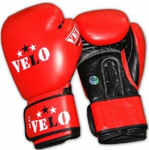 Боксерские перчатки VELO ( натуральная кожа ) со знаком AIBA цвет красный , синий