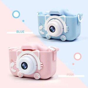 Детский цифровой фотоаппарат Childrens Fun Camera Kitty, розовый, голубой