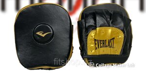 Лапы для бокса Everlast (Натуральная кожа) Цвет черный/золото