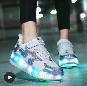 Роликовые кроссовки со светящейся подошвой , 10 режимов свечения , зарядка USB