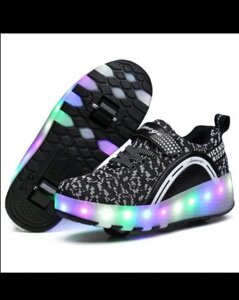 Роликовые кроссовки со светящейся подошвой 29 размер ( с одним колесом)