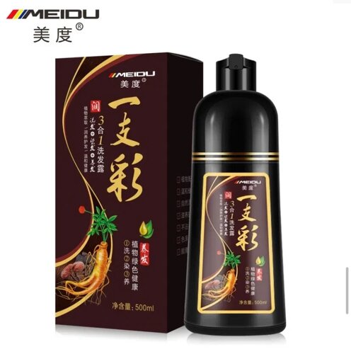 Шампунь-Краска MEIDY против седых волос с экстрактом женьшеня (коричневый) 500 мл