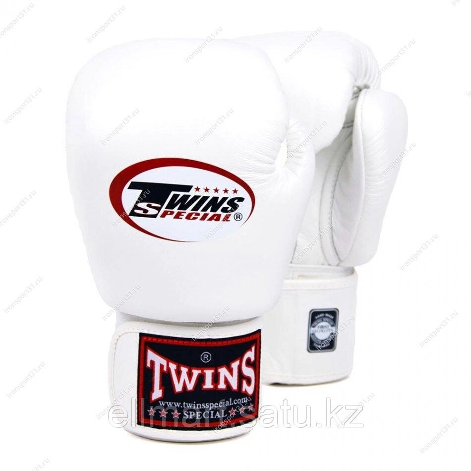 Боксерские перчатки Twins кожа (белый) от компании Ellmart - фото 1