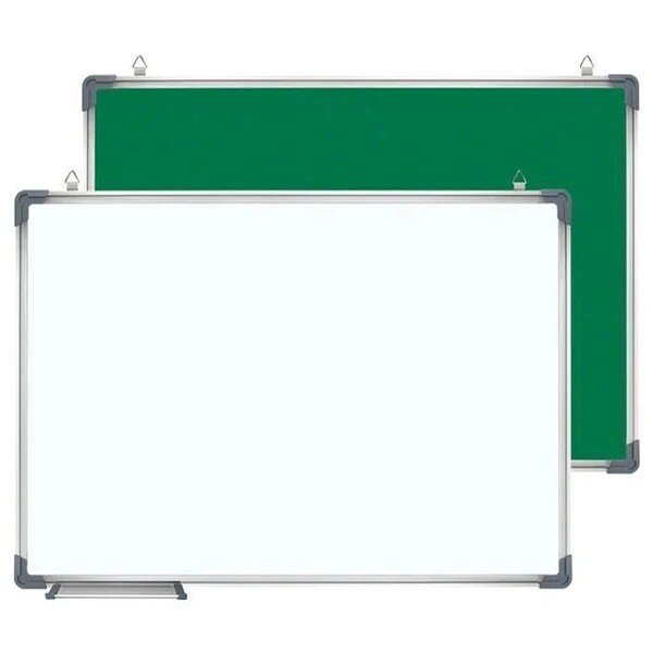 Доска магнитно-маркерная бело-зеленая 60*90 см с полочкой от компании Ellmart - фото 1