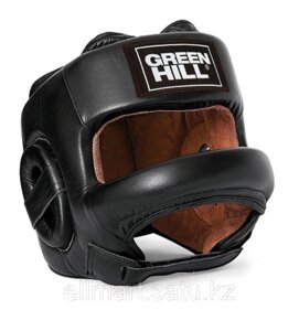 Боксерский шлем с бампером Green Hill (чёрный) кожа