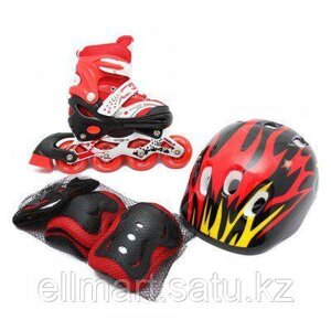 Комплект роликовых коньков с защитой и шлемом, каучуковые колеса