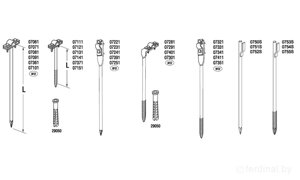 Держатель проволоки L=12 cm, вбиваемый, проволока Ø 5-10 mm, медь/латунь