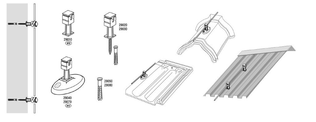 Держатель проволоки пластиковый, H=4 cm с колком Ø 10x100 mm, проволока Φ 5-8 mm от компании ТОО "АСБ-ТОП" - фото 1