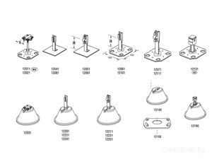 Держатель с крепежом на клей H=9 cm, B до 20 mm, 4xM8x16, проволока Ø 5-12 mm, серия Silver