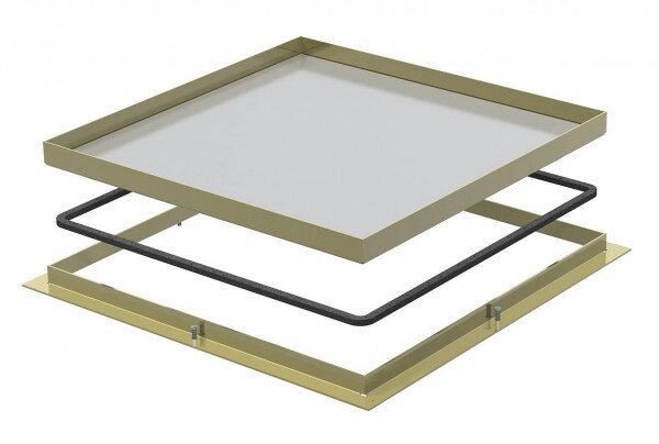Кассетная рамка RK 383x383x20 мм (напольный люк, латунь) от компании ТОО "АСБ-ТОП" - фото 1