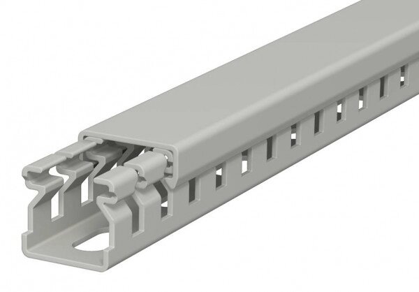 Короб перфорированный LK4 15x15 мм (перфорация 4 мм, борт 17 мм, крышка 20 мм) ПВХ серый RAL 7030 от компании ТОО "АСБ-ТОП" - фото 1