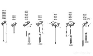 Универсальные держатели, L=8 cm, B до 30 mm, вкручивающийся, проволока Ø 5-12 mm, медь/латунь