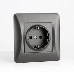 Розетка электрическая 2К+З, 16А, 220-250V (антрацит)