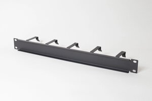 Горизонтальный органайзер 19", 1U, с пластиковыми кольцами