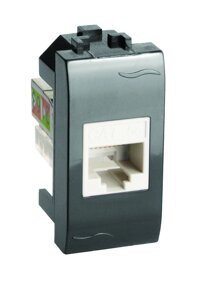 Компьютерная розетка RJ45 кат. 6, 8P8C, Brava, черная, 1мод