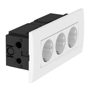 Блок розеток AR45 (3 розетки 16А 250В Schuko, 84x185x59 мм) белый