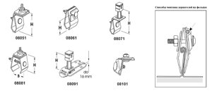 Держатель на металлический лист H=4 cm, проволока Ø 5-10 mm, медь/латунь