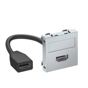 Розетка мультимедийная HDMI, 1 модуль Modul45, 45х45 мм, цвет алюминиевый лак