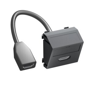 Розетка мультимедийная HDMI, 1 модуль Modul45, 45х45 мм (наклонная), черная
