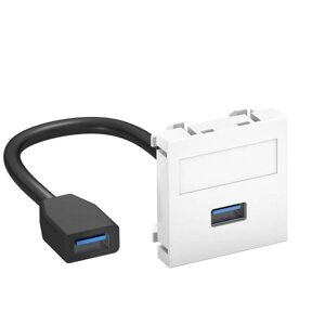 Розетка мультимедийная USB 3.0 A-A, 1 модуль Modul45, 45х45 мм, белая