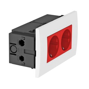 Блок розеток AR45 (2 розетки 16А 250В Schuko, 84x140x59 мм) красный