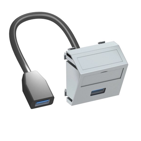 Розетка мультимедийная USB 3.0 A-A, 1 модуль Modul45, 45х45 мм (наклонная) от компании ТОО "АСБ-ТОП" - фото 1