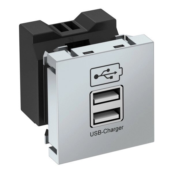 Розетка USB тип А двойная (2х0,6А или 1х1,2А) 1 модуль Modul 45 от компании ТОО "АСБ-ТОП" - фото 1