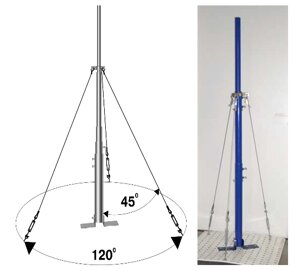 Вольностоящая мачта стальная (горячего оцинкования) H=6100 mm, составная, тренога, утяжители 3x27120,1,65 m)