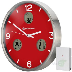 Часы без проекции Bresser MyTime io NX Thermo/Hygro, 30 см, красные