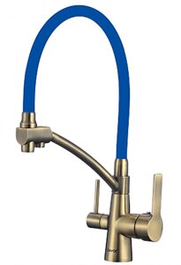 Смеситель для кухонной мойки Savol, под фильтр питьевой воды, цвет бронза/синий, S-L1805C-05