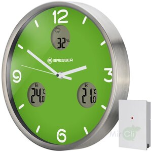 Часы без проекции Bresser MyTime io NX Thermo/Hygro, 30 см, зеленые