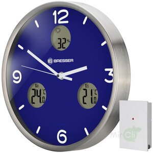 Часы без проекции Bresser MyTime io NX Thermo/Hygro, 30 см, синие