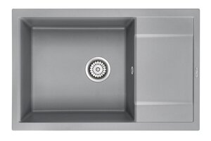 Мойка кухонная Paulmark Verlass, из кварца, серый металлик, PM317850-GRM