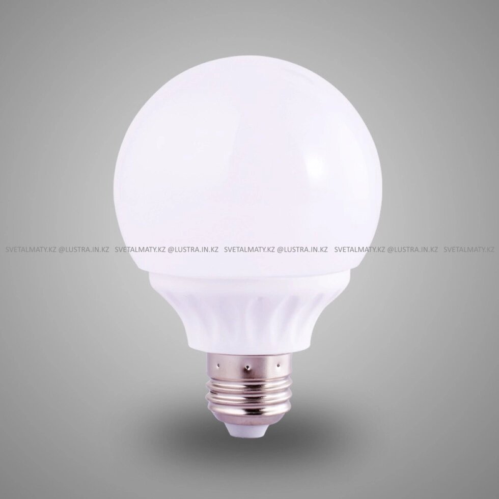 Декоративная круглая лампочка пластиковая белая G80 E27 LED 7+7W Пластиковый корпус 3color шар от компании SvetAlmaty KZ - фото 1