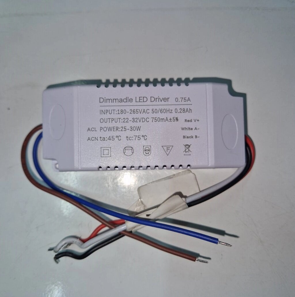 Dimmable LED Driver 25-30W*2 0.75A 180-265VAC 22-32VDC 750mA от компании SvetAlmaty KZ - фото 1