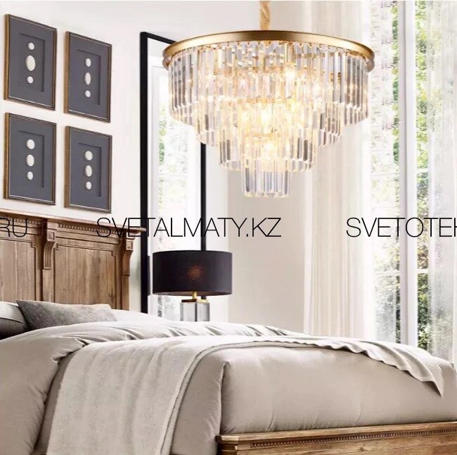 Хрустальная люстра подвесная на 10 ламп в Американском стиле ##от компании## SvetAlmaty KZ - ##фото## 1