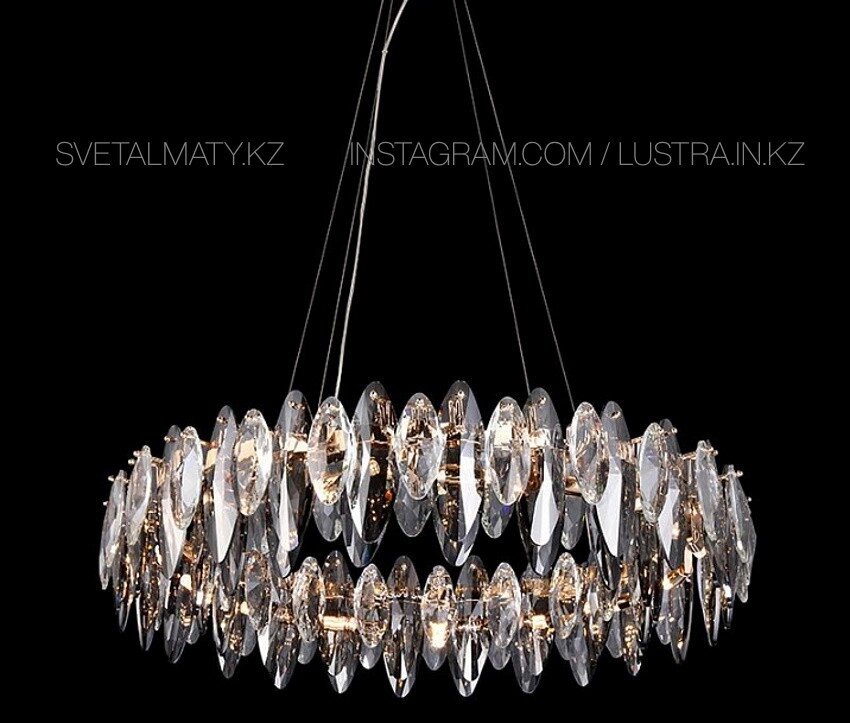 Хрустальная подвесная люстра в современном стиле на 12 ламп, код 8637-80GD от компании SvetAlmaty KZ - фото 1