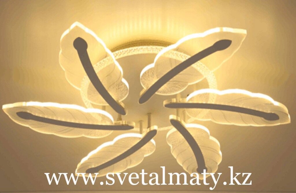 Креативная LED люстра из перьев 7244-6 WT от компании SvetAlmaty KZ - фото 1