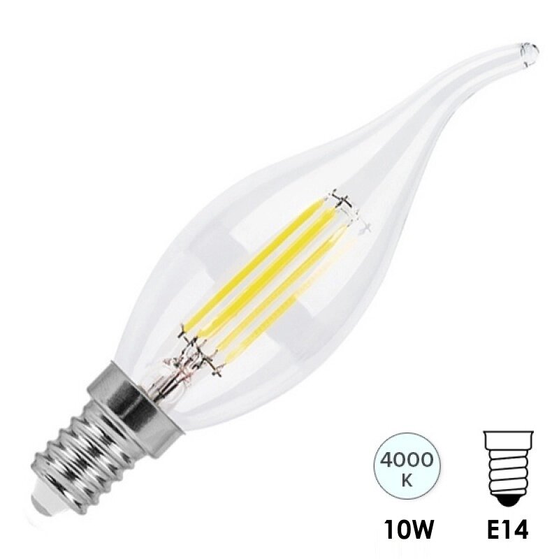 Лампочка E14 10W 4000K Свеча на ветру FILAMENT C35 от компании SvetAlmaty KZ - фото 1