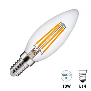 Лампочка E14 10W 4000K свеча (пуля) filament C35