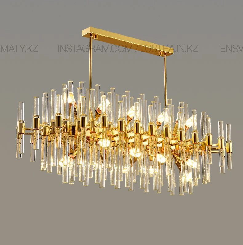 Люстра овальная в стиле modern, на 16 ламп, цвет золото, цоколь Е14 от компании SvetAlmaty KZ - фото 1