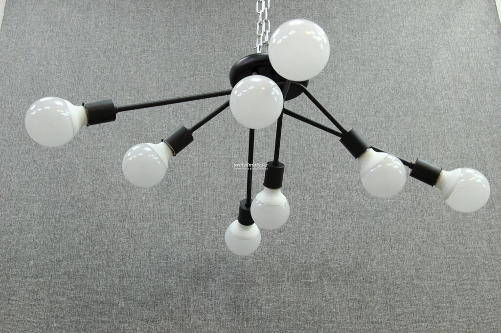 Люстра потолочная черная 8-ми ламповая в стиле Modern от компании SvetAlmaty KZ - фото 1