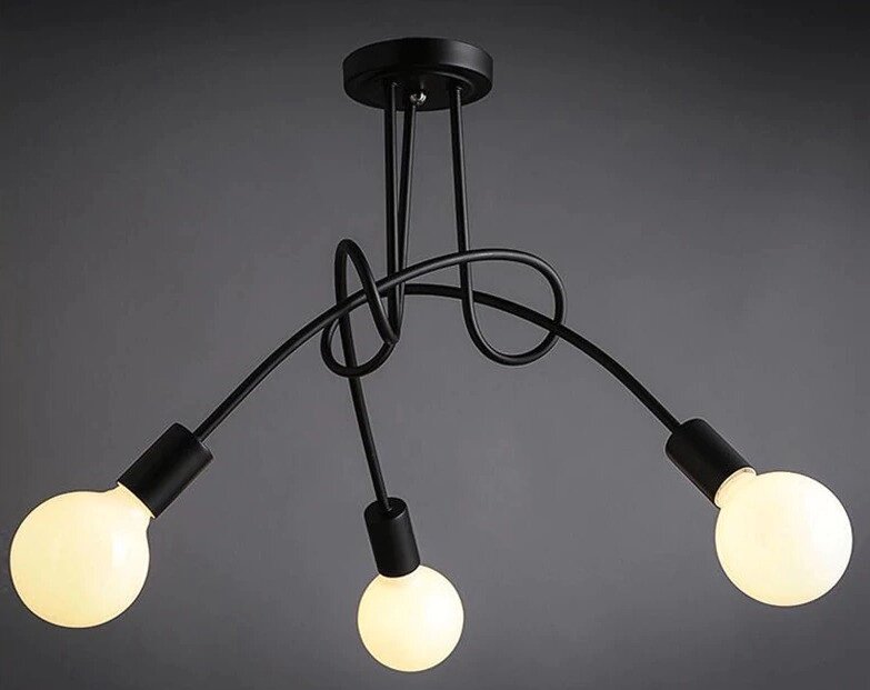Люстра в стиле Loft черная на 3 лампочки ##от компании## SvetAlmaty KZ - ##фото## 1
