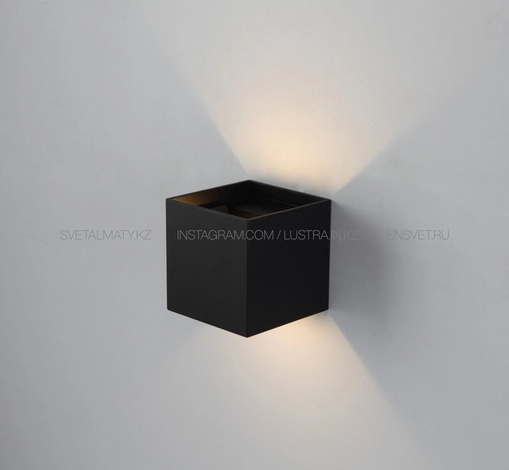Накладной светодиодный черный настенный светильник "КУБИК" от компании SvetAlmaty KZ - фото 1